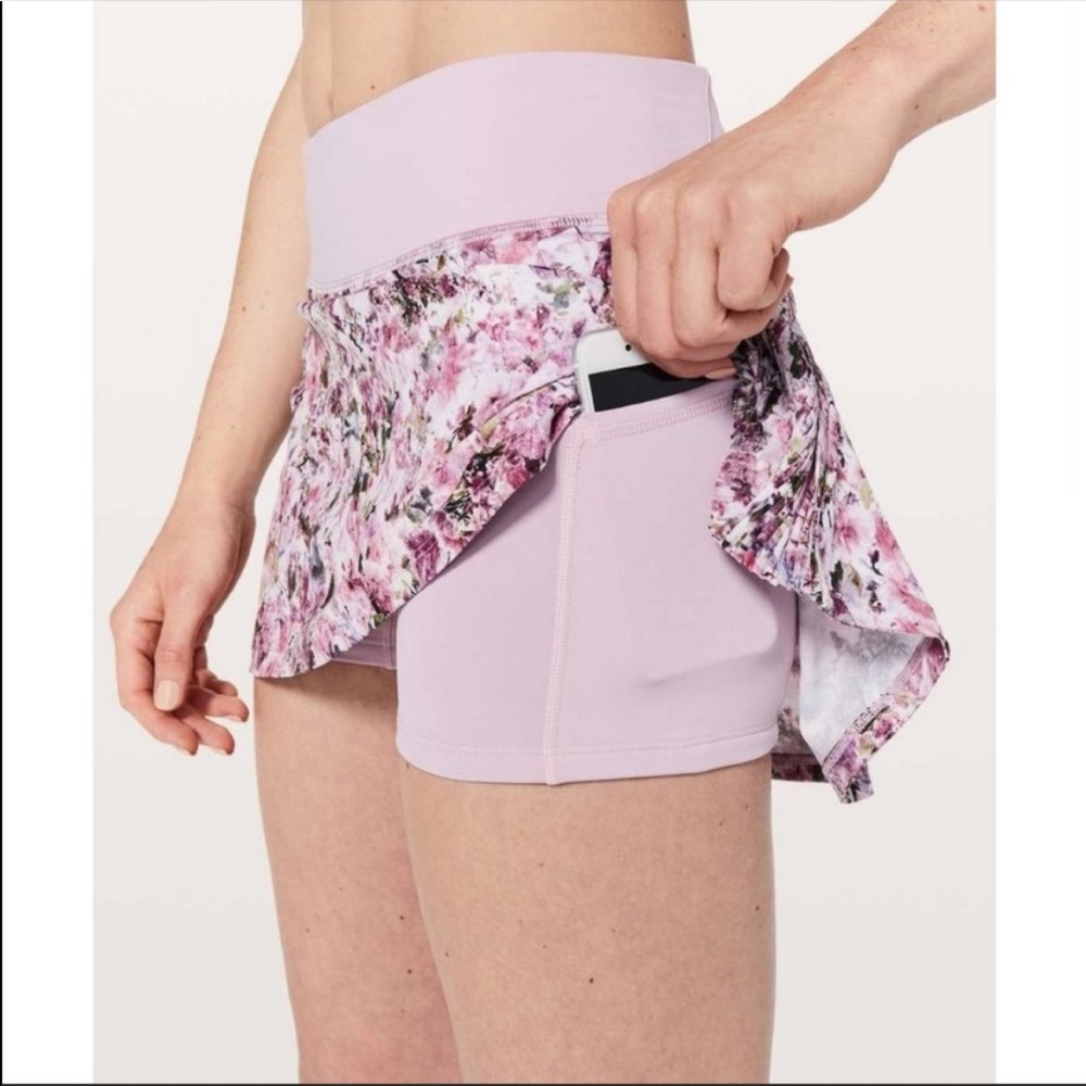 Lululemon Pace Rival Skirt Skort Blossom Spritz Pink Floral Size 8 Reg